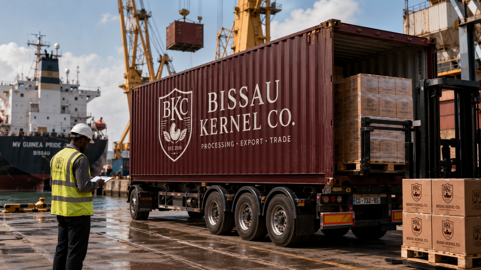Container loading at the Port of Bissau
